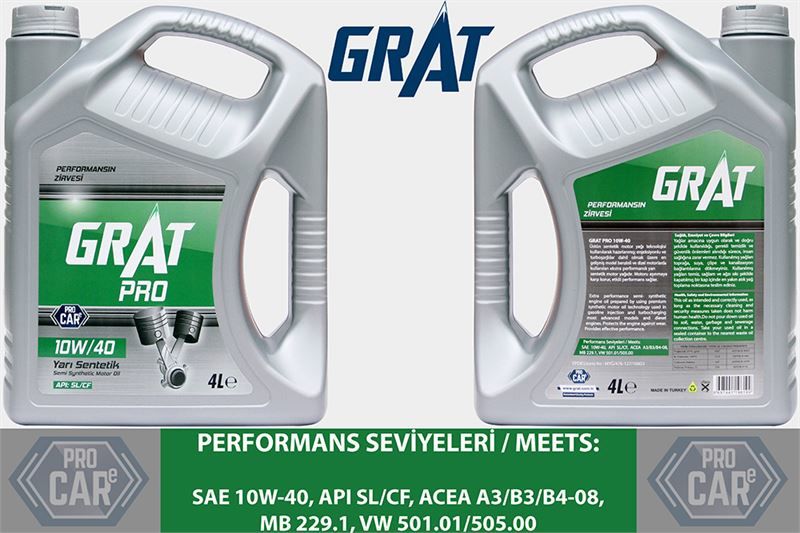 Grat Motor Yağı 4 Litre 10W40 Yarı Sentetik API SL - CF (Grat)